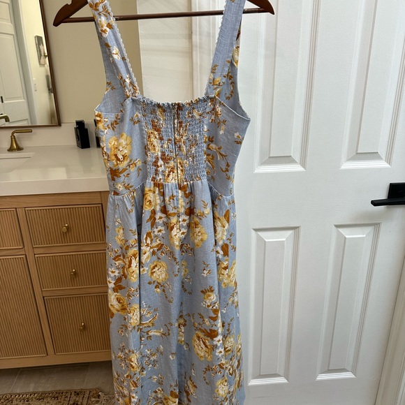 Reformation Blue and Gold Floral Midi Dress - Picture 9 of 10